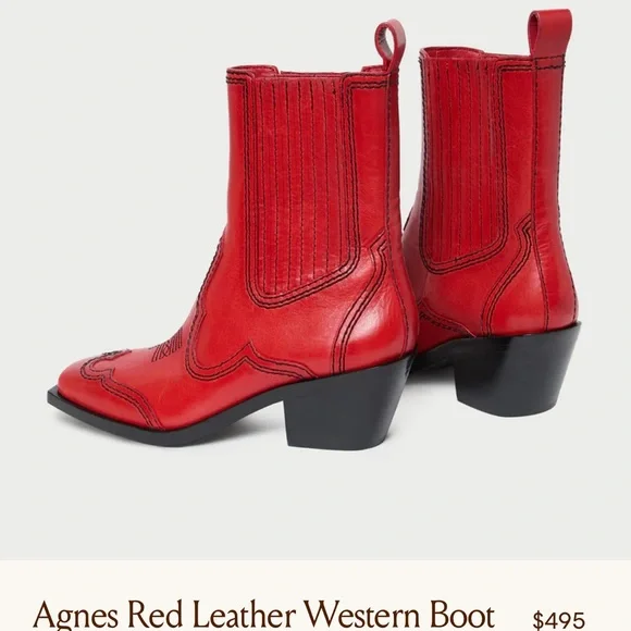 Loeffler Randall Red Leather Heeled Boots - Picture 2 of 7